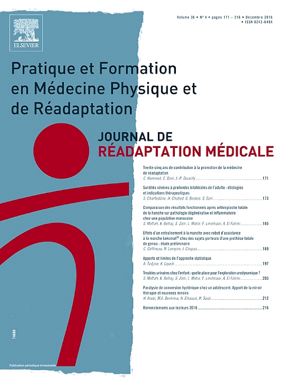Go to journal home page - Journal de Réadaptation Médicale  Pratique et Formation en Médecine Physique et de Réadaptation